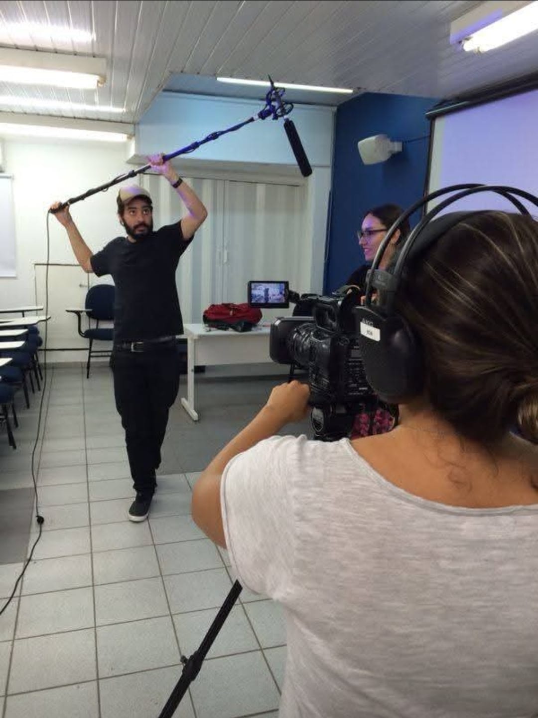 Set de gravação em sala de aula, Academia Internacional de Cinema