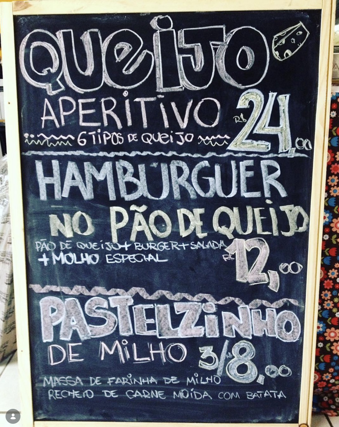 Bocadinho de Minas — cardápio
